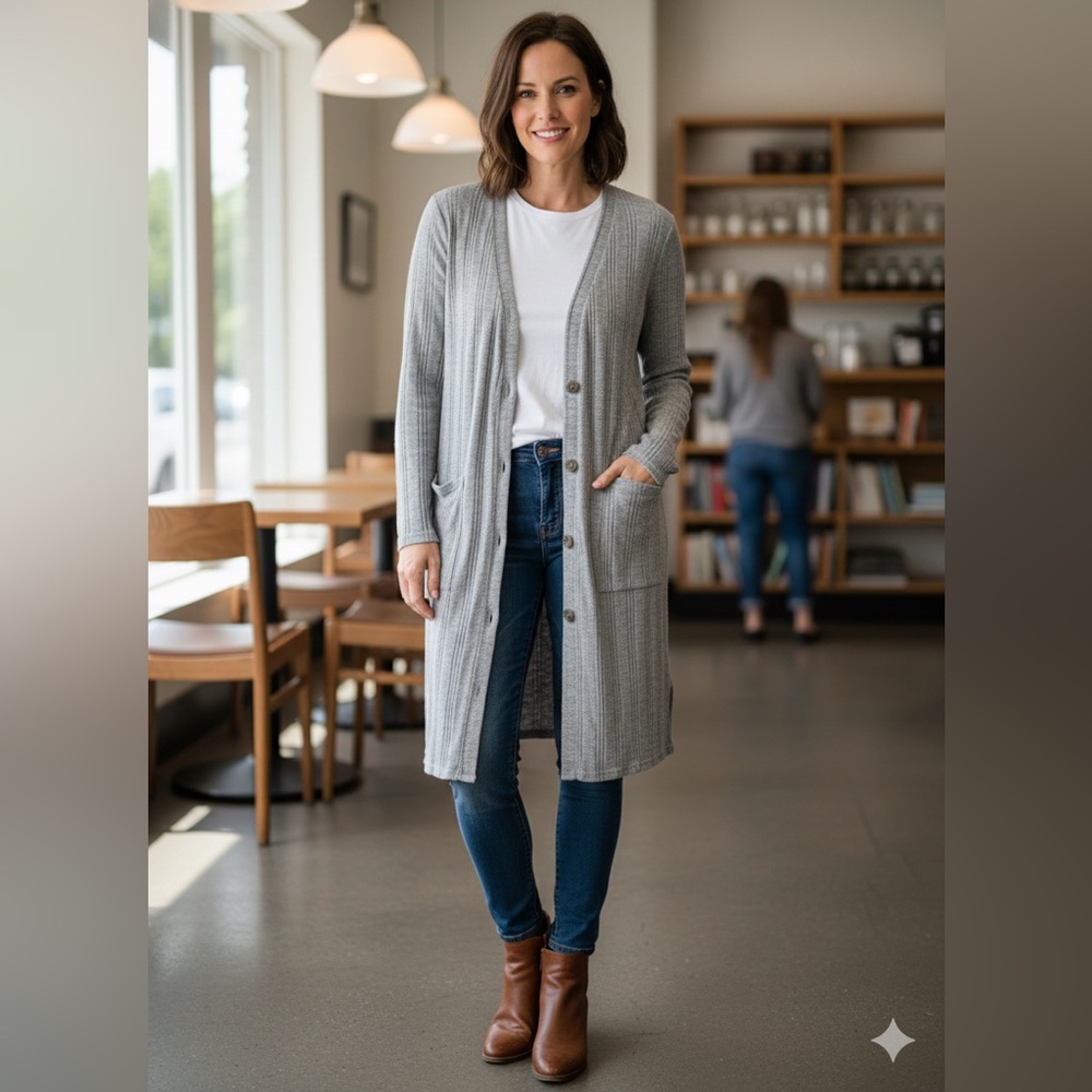 Longline V Neck Cardigan
